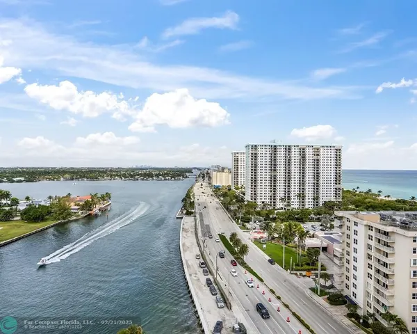 a view of a balcony with city view