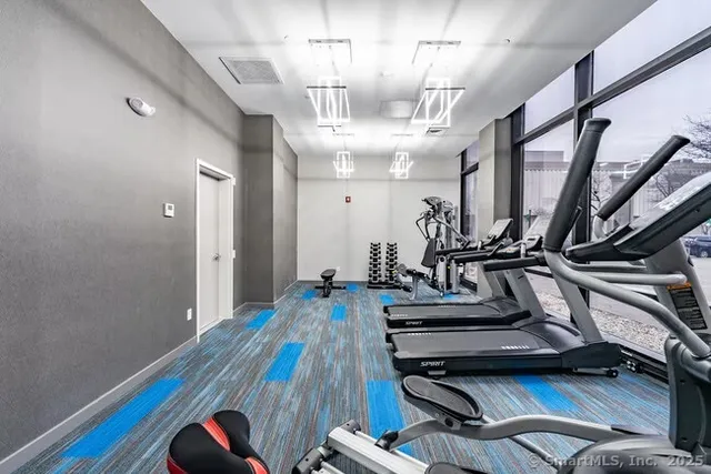 a view of a room with gym equipment