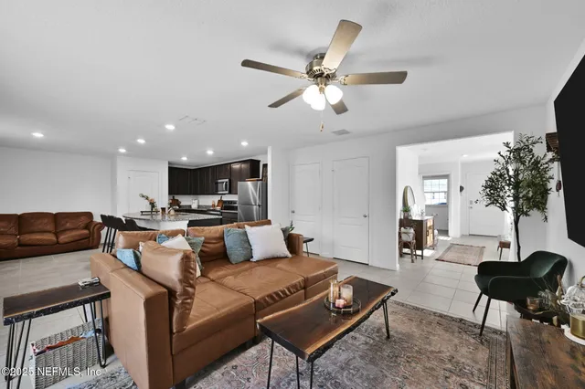 a living room with furniture