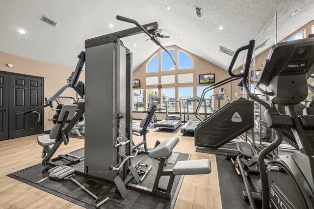 a view of a room with gym equipment