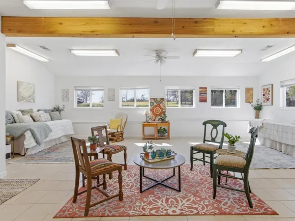 a living room with furniture