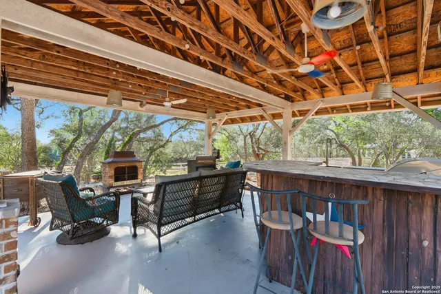 a view of porch with seating space