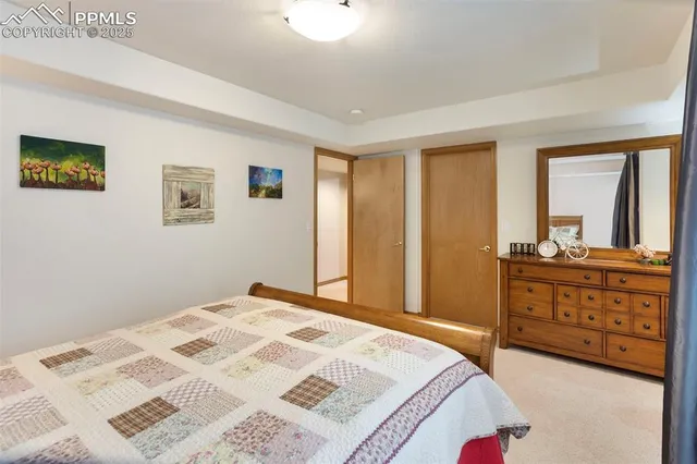 a bedroom with a bed and a dresser