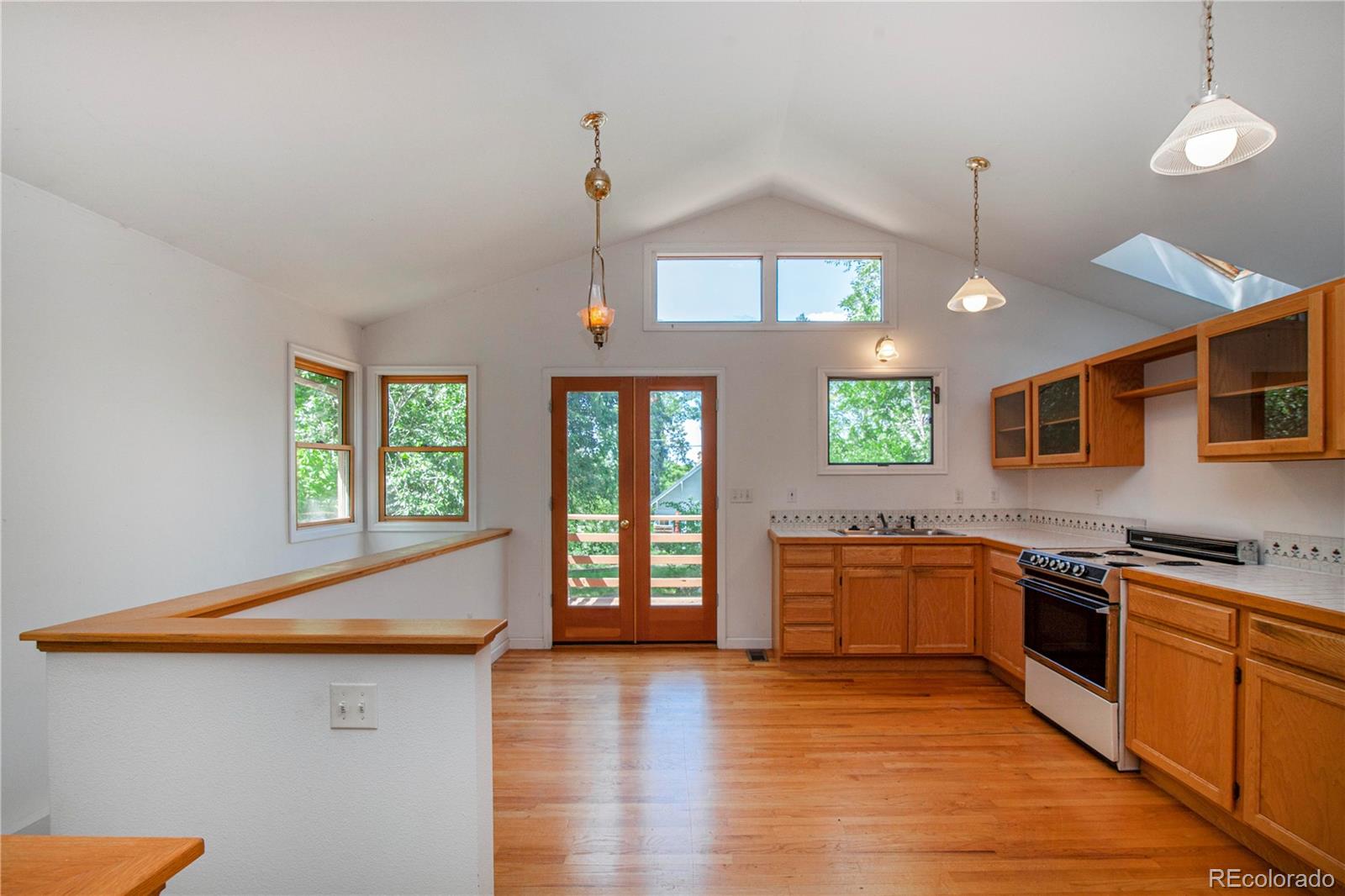 609 Pleasant Street Boulder, CO 80302 - Photo 8 of 28 a kitchen with stainless steel appliances granite countertop a sink a stove and a wooden floors