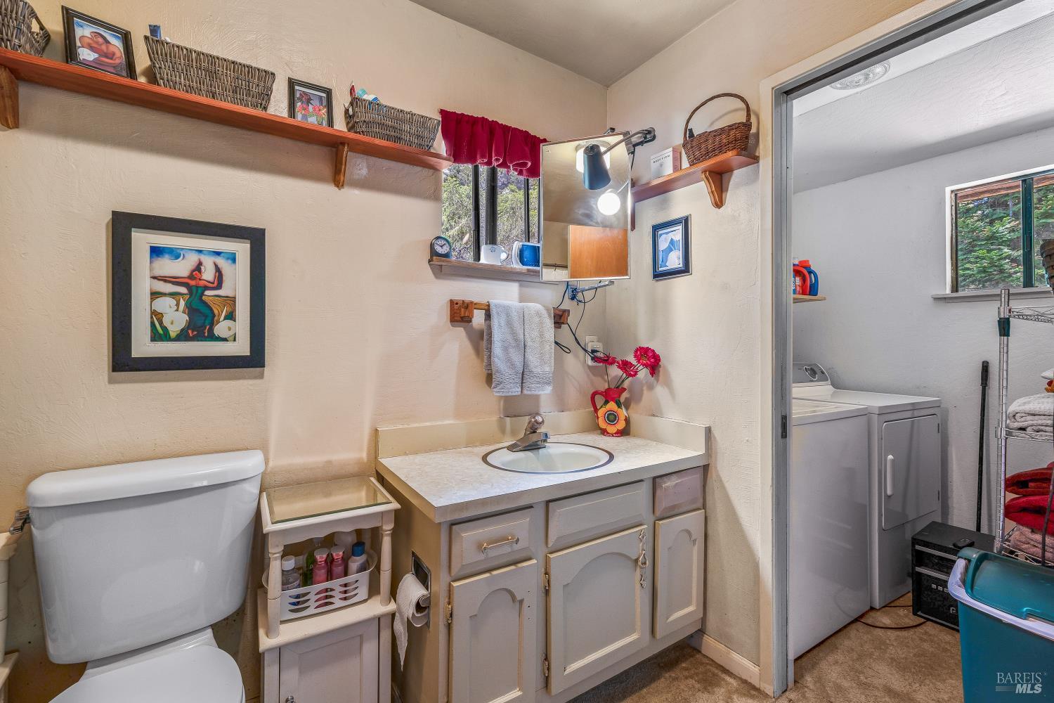 43150 Little Lake Road Mendocino, CA 95460 - Photo 20 of 27 a bathroom with a sink mirror vanity and toilet