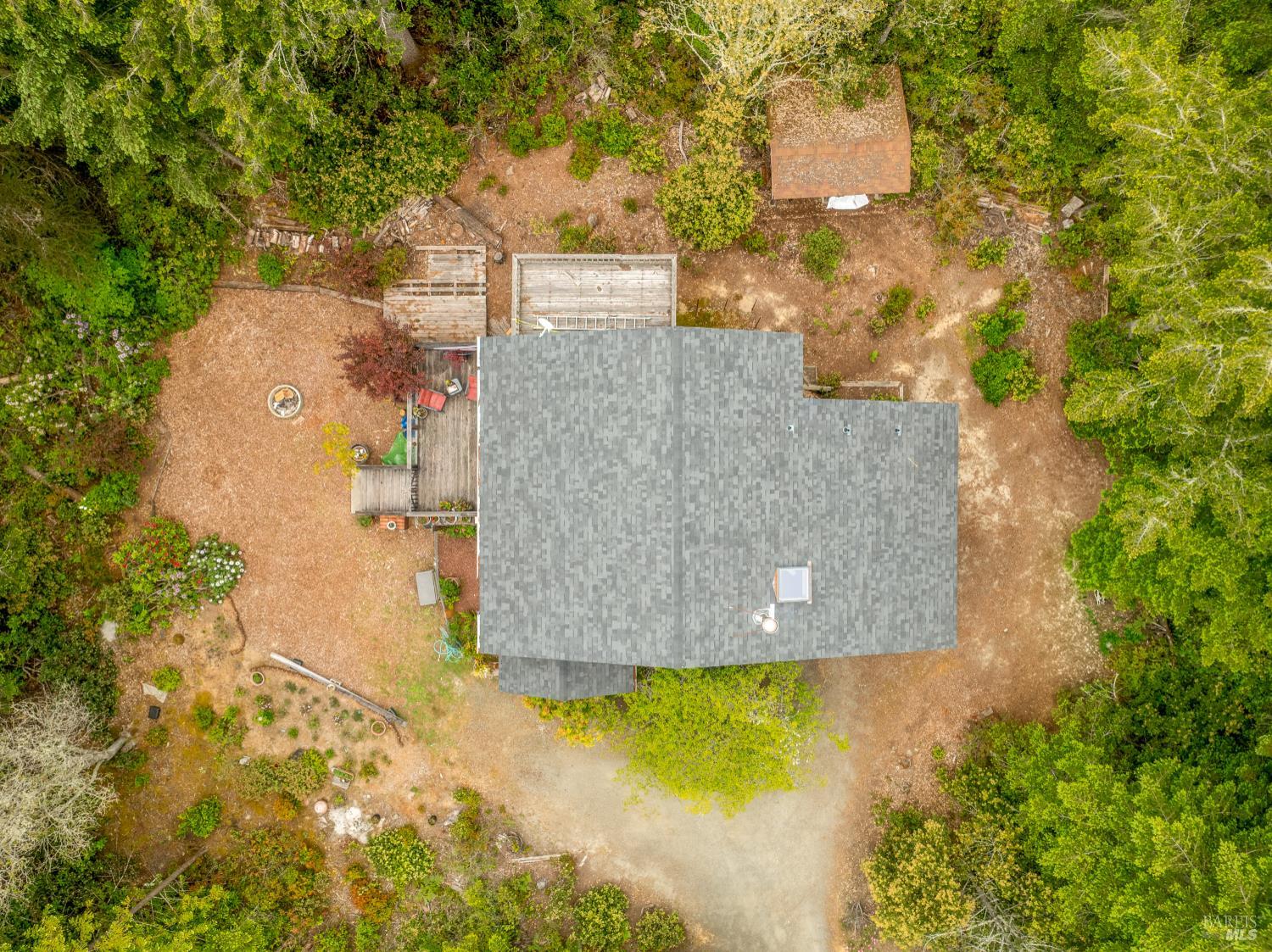 43150 Little Lake Road Mendocino, CA 95460 - Photo 25 of 27 an aerial view of a house with swimming pool and large trees