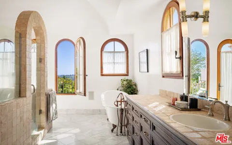 a dining room with window