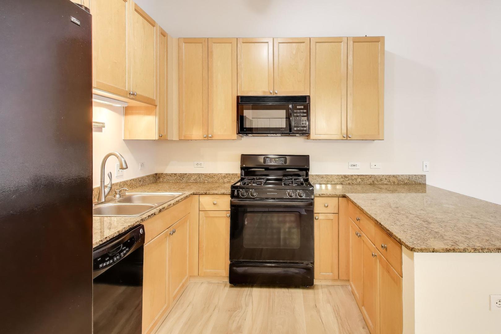 910 West Madison Street, Unit 409 Chicago, IL 60607 - Photo 6 of 14 a kitchen with a stove a sink and a microwave