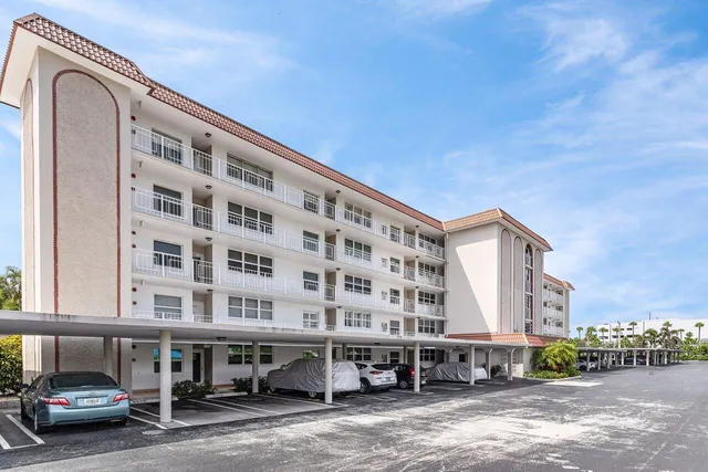a front view of a building with street