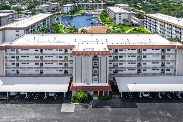 a large building with a city view