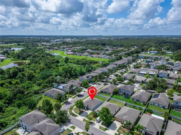 an aerial view of multiple house