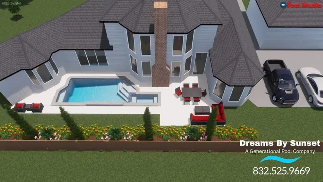 an aerial view of multiple houses with a yard