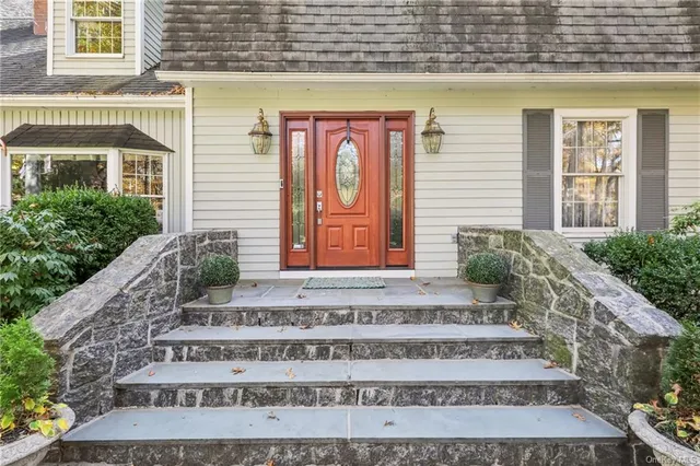 a front view of a house with entryway