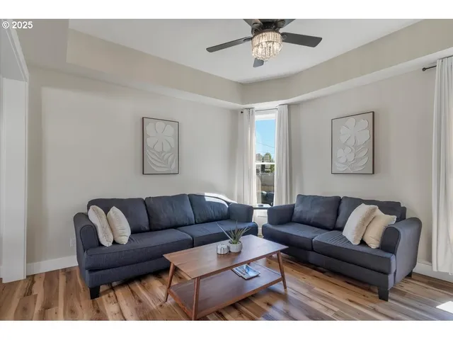 a living room with furniture and a couch