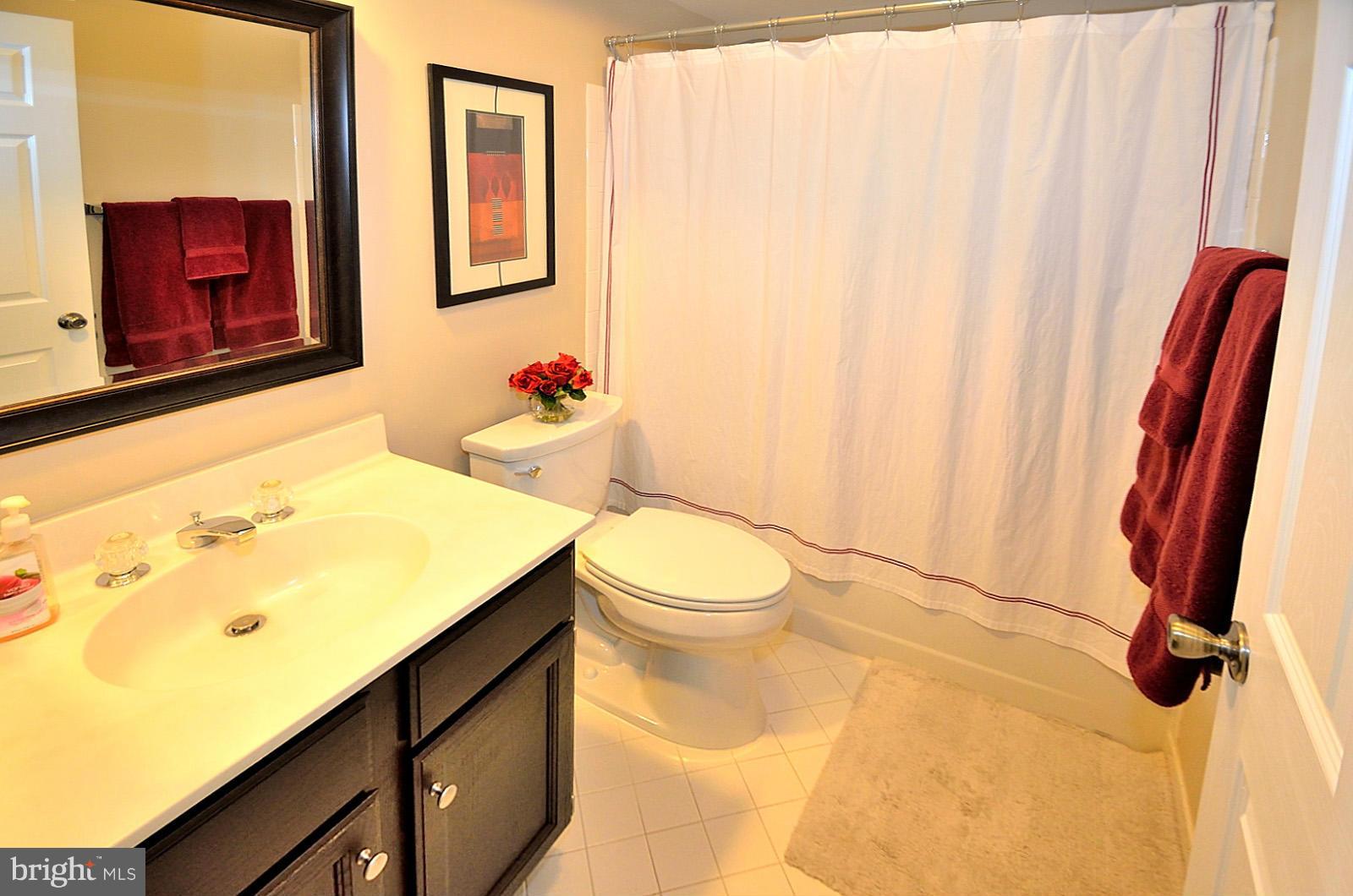 1283 Wedgewood Manor Way Reston, VA 20194 - Photo 21 of 27 a bathroom with a sink a toilet and shower curtain