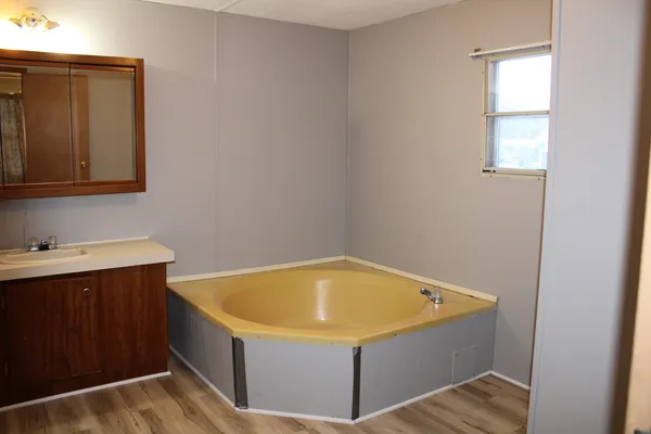 a bathroom with a sink and a bathtub