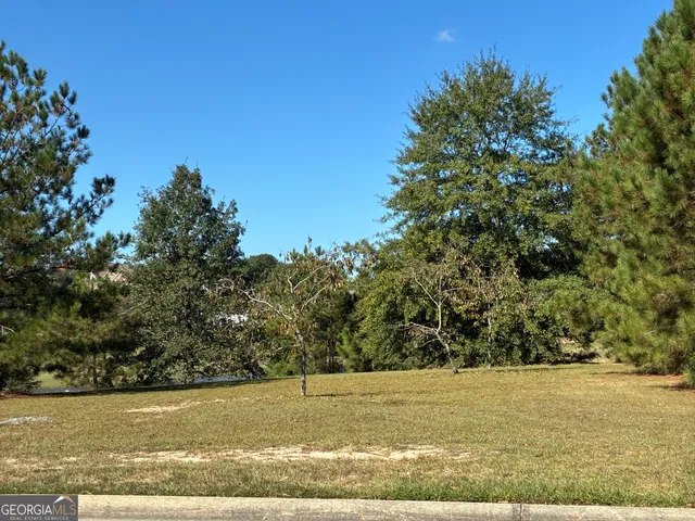 a view of yard with swimming pool and trees
