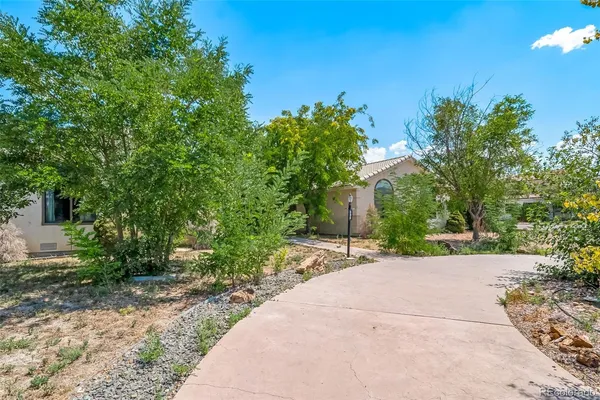 a wooden bench with view of trees