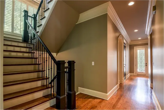 a view of entryway with wooden floor