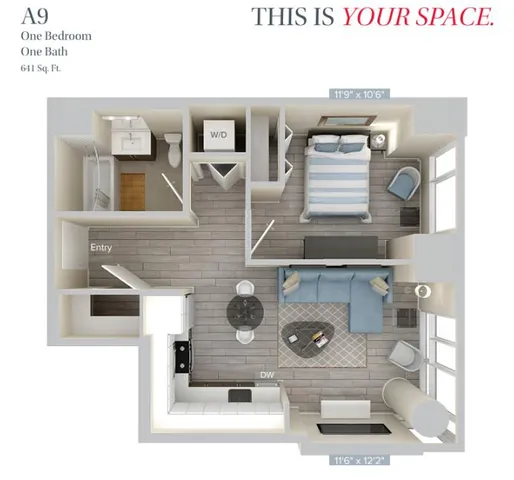 a front view of a building