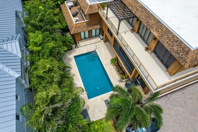 an aerial view of a house