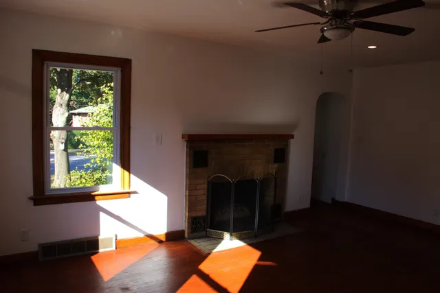 a view of an entryway with a fireplace