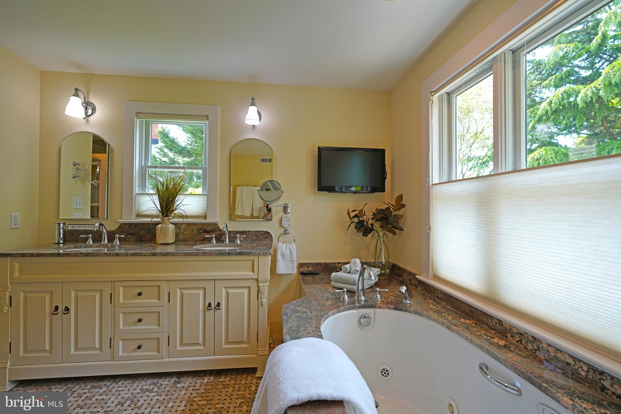 240 2nd Street Lewes, DE 19958 - Photo 50 of 90 a bathroom with a granite countertop double vanity sink a mirror and a bathtub