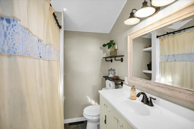 a view of a patio near an ocean