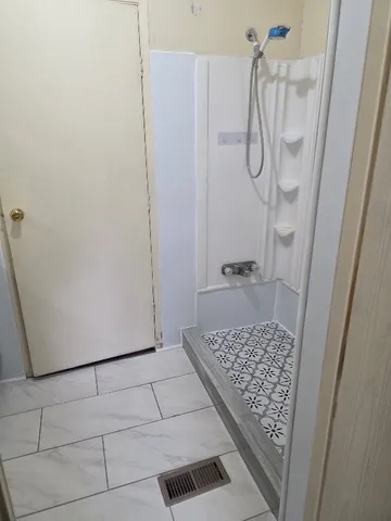 a bathroom with a shower