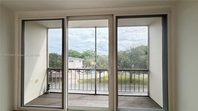 a view of a glass door with a glass door