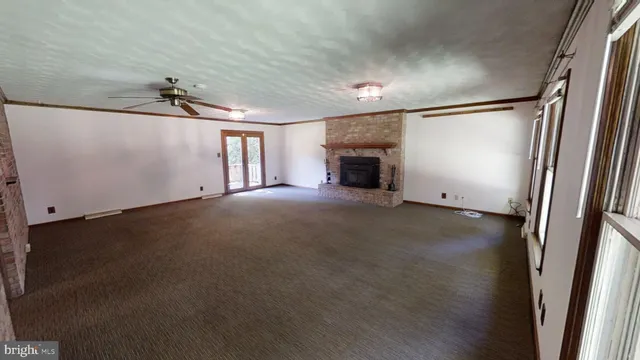 an empty room with windows