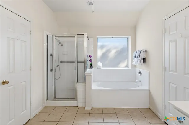 a bathroom with a bathtub