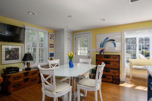 a workspace with furniture and bookshelf