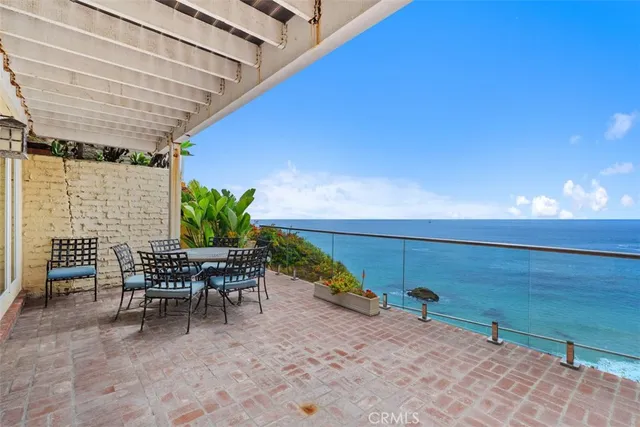 a view of a balcony with an outdoor space