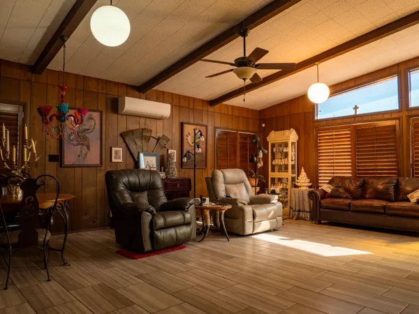 a living room with furniture