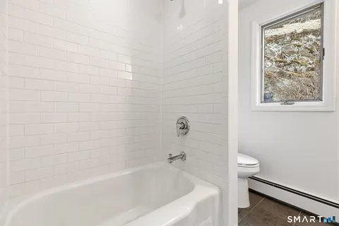 a bathroom with a bathtub