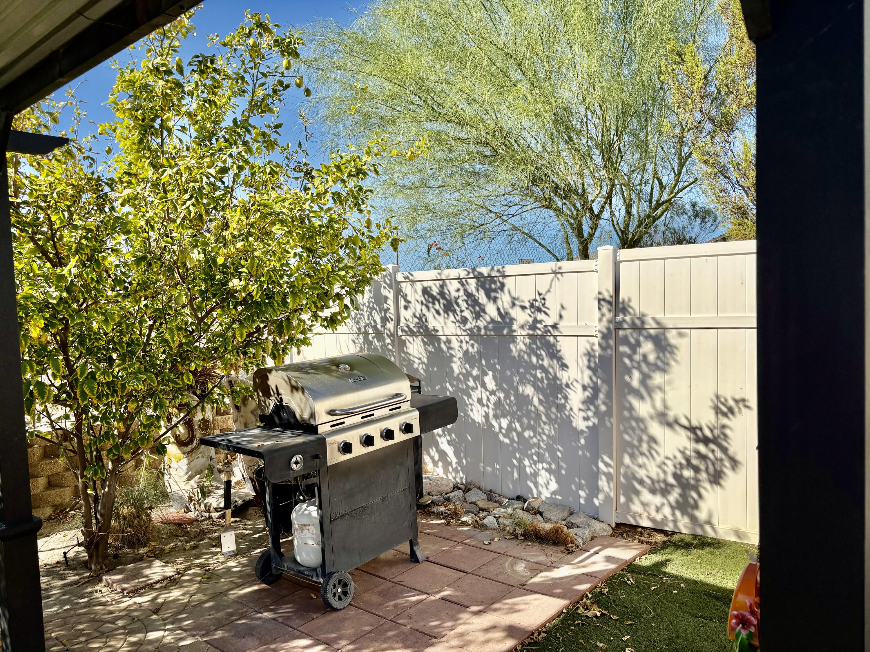 74711 Dillon Road, Unit 173 Desert Hot Springs, CA 92241 - Photo 23 of 47 Back Patio/BBQ