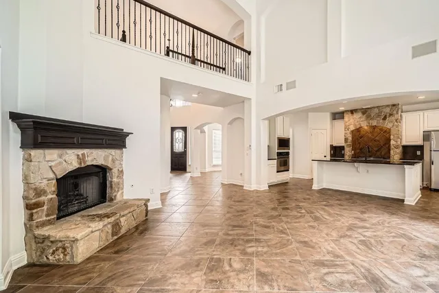 a view of livingroom with furniture and fireplace