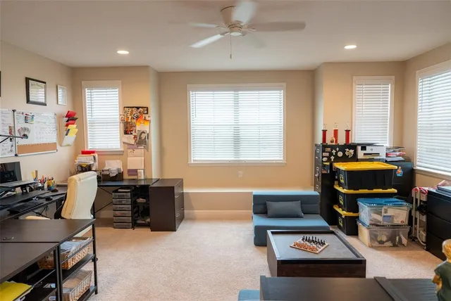 a view of a lake from a yard