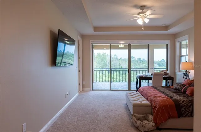 a view of a lake from a yard