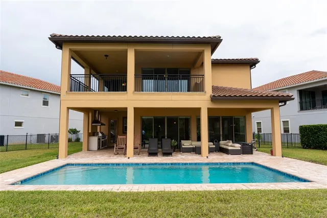 a view of a garden and an ocean view
