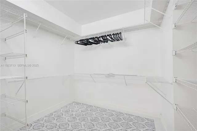 a view of a room with racks on the wall