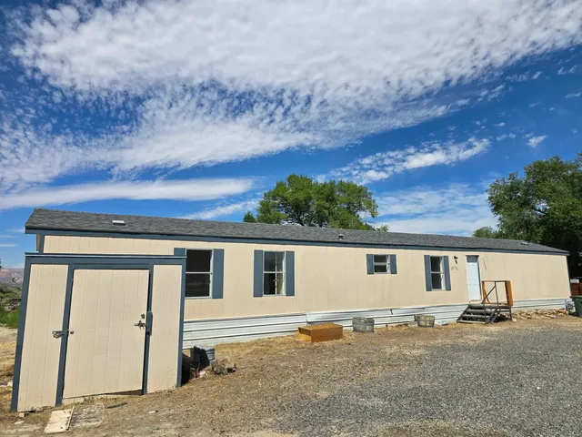front view of a house with a large tree