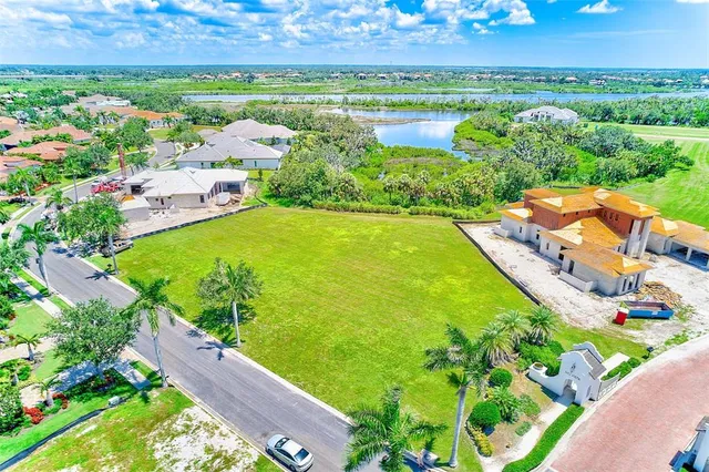 a view of a lake with a city