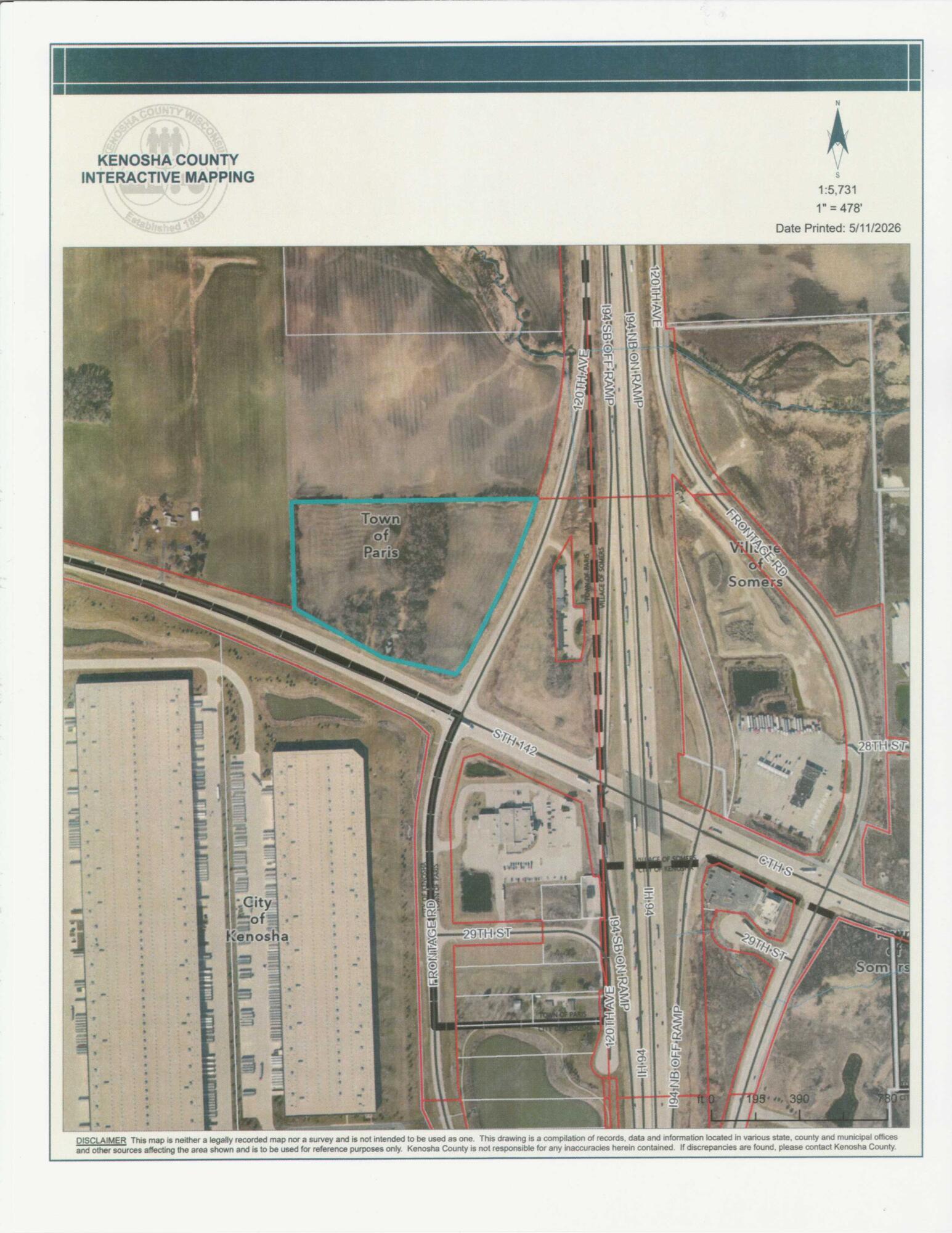 12214 Burlington Road Paris, WI 53144 - Photo 1 of 1 Aerial I-94 & Hwy 142