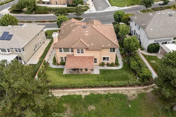 an aerial view of a house