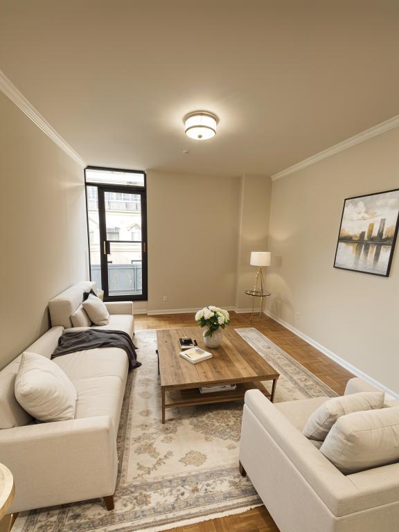 a living room with furniture and a couch