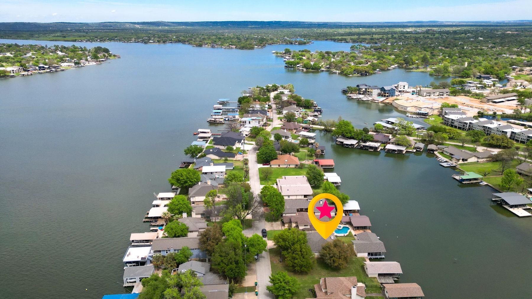 129 Web Isle Drive Granite Shoals, TX 78654 - Photo 6 of 30 an aerial view of a house with a lake view