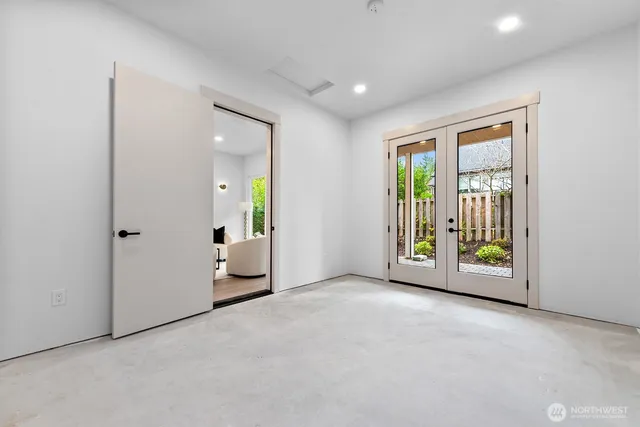 an empty room with windows