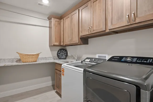 an aerial view of a house with a garden